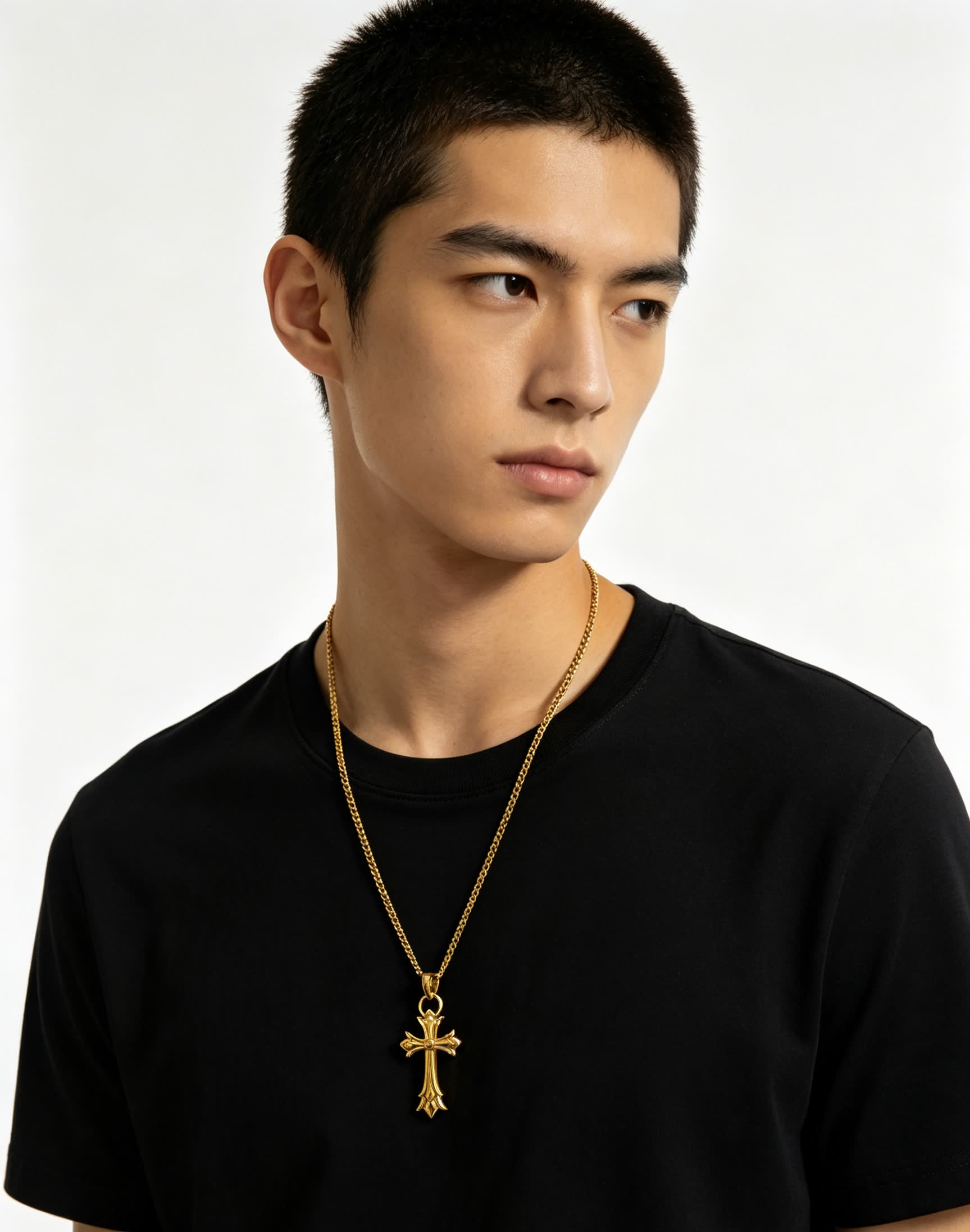 Chrome Hearts Bling Jewelry Gold Plated Cross Pendant Necklace